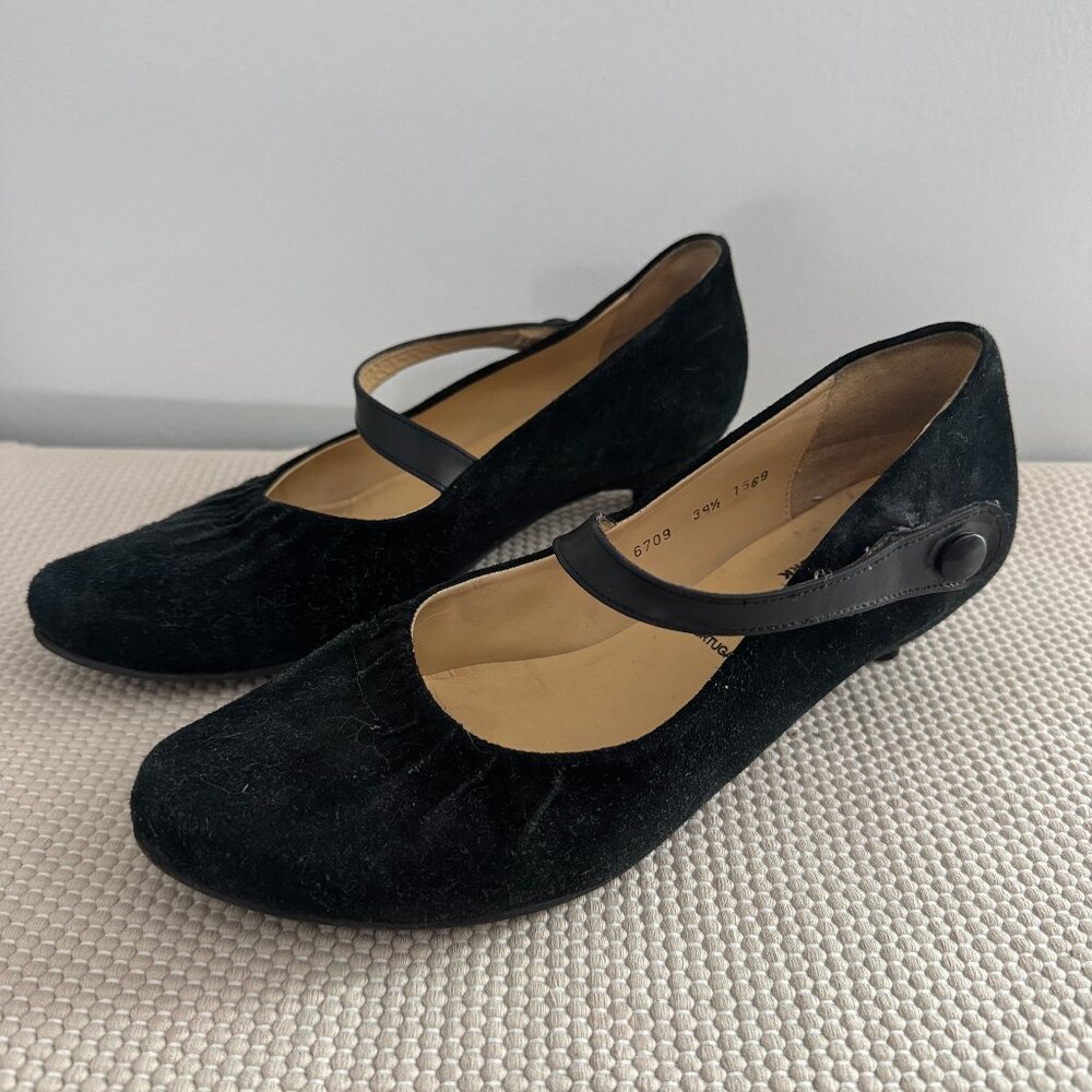 Black Suede Giraudon NY Mary Jane Shoe
